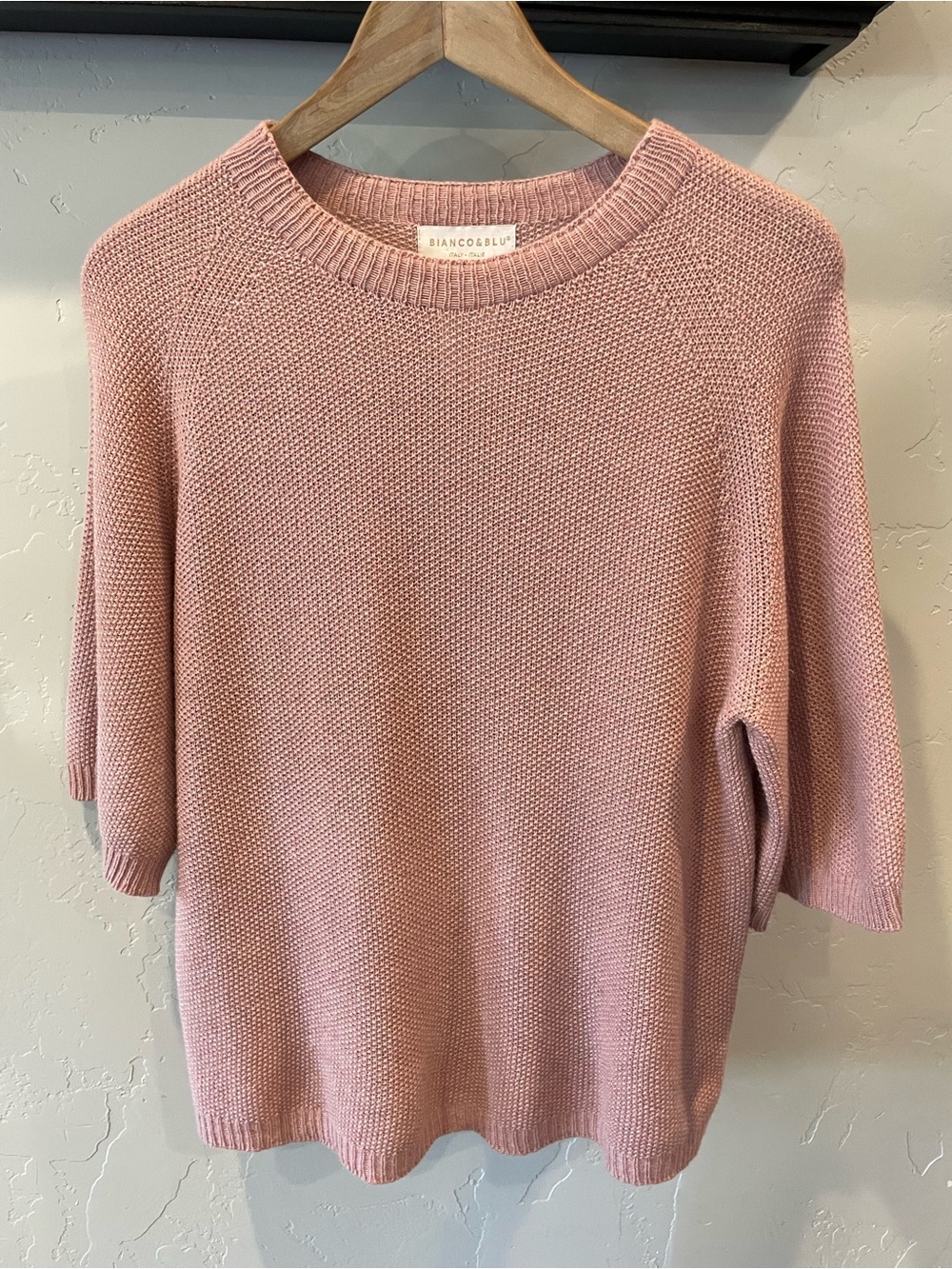 New Bianco & Blu Italy Merino and cashmere blend mauve Short-Sleeve Sweater S